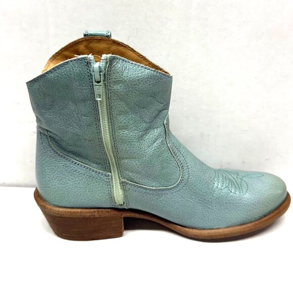 MIZ MOOZ LEATHER WESTERN BOOTIES SIDE ZIPPER AQUA 37EU / 7US NEW # Z-28 - Picture 2 of 3
